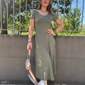 Vestito midi in cotone svasato sotto