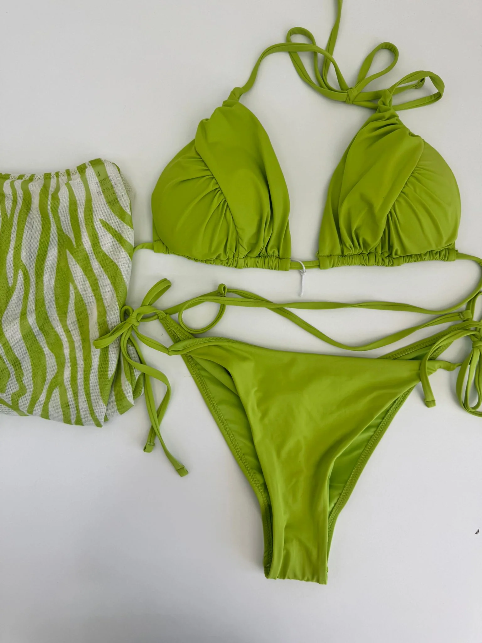 Costume 3 pezzi con pareo velato fantasia striata - immagine 6