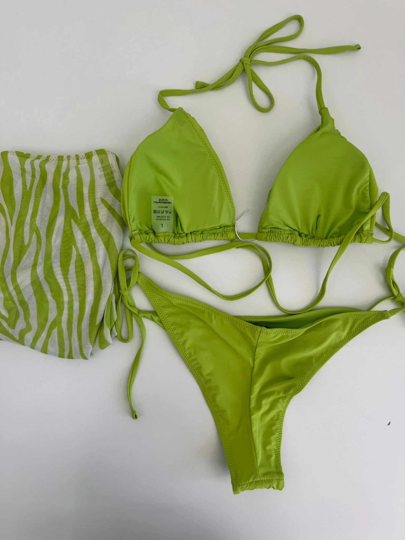 Costume 3 pezzi con pareo velato fantasia striata - immagine 7