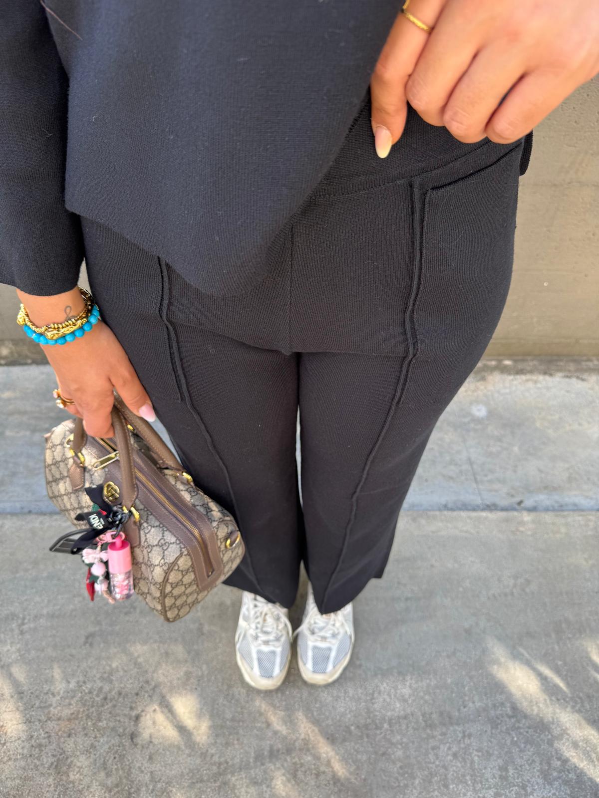 Coordinato 2 pezzi in lana rasata con pantalone palazzo - immagine 8