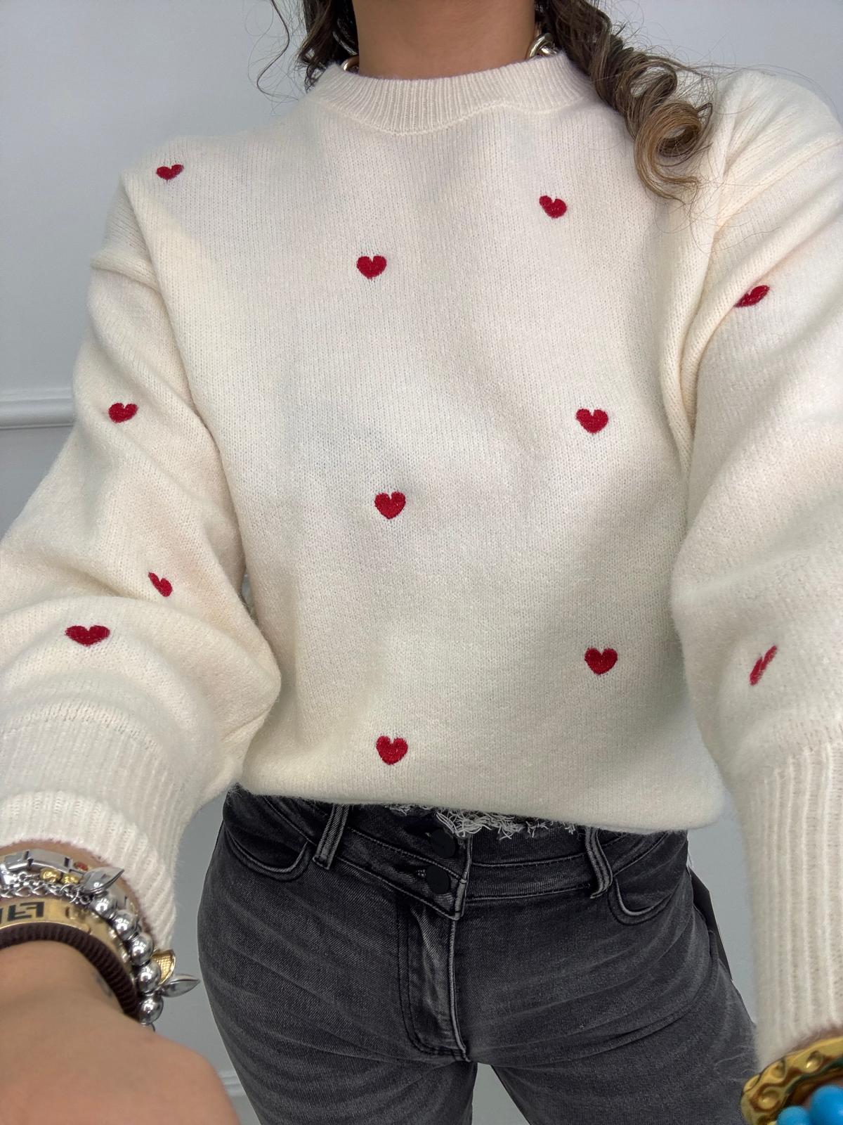 Maglione con cuori ricamati - immagine 8