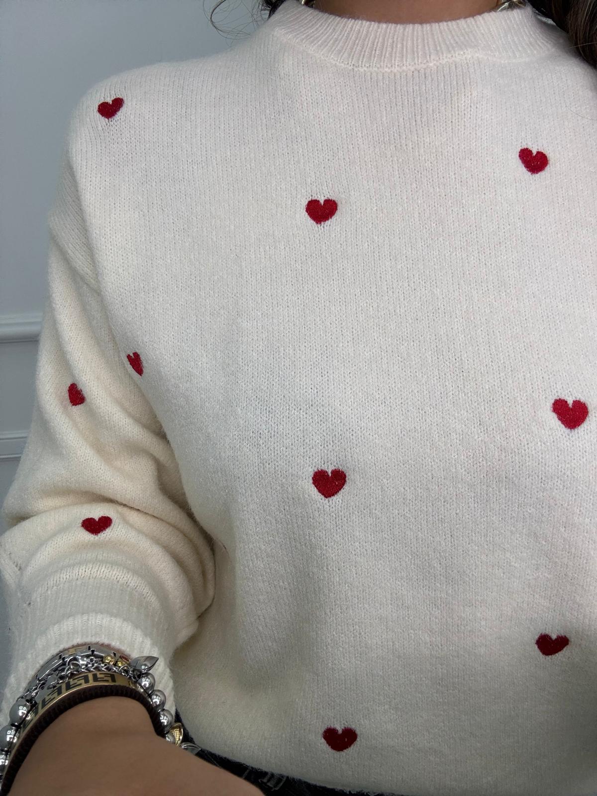 Maglione con cuori ricamati - immagine 9