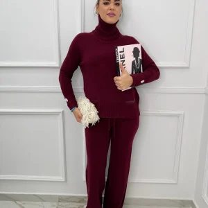 Coordinato 2 pezzi in lana con maglia collo alto