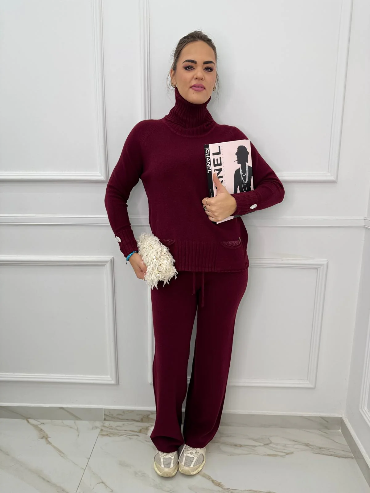 Coordinato 2 pezzi in lana con maglia collo alto - immagine 2