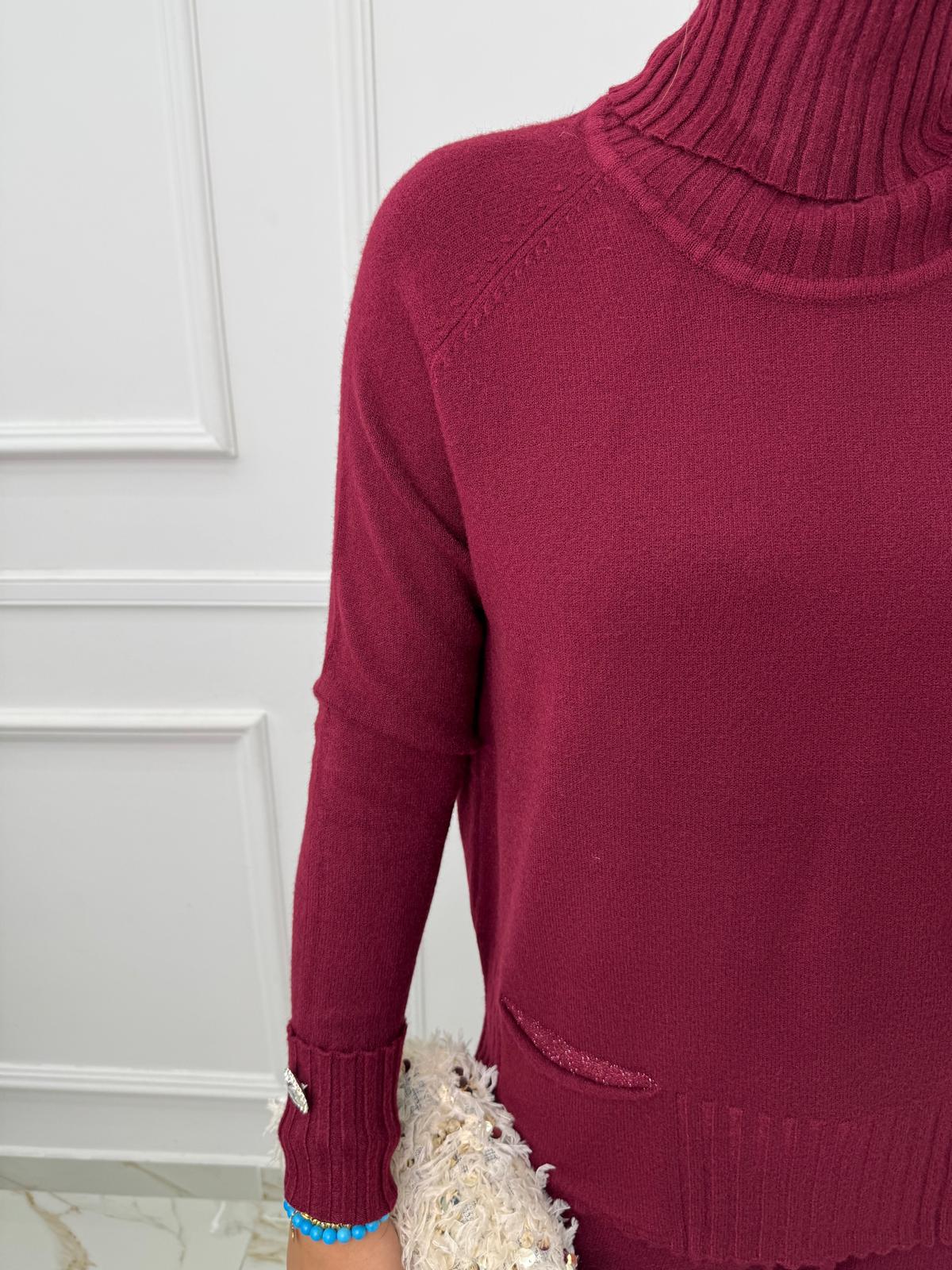 Coordinato 2 pezzi in lana con maglia collo alto - immagine 4