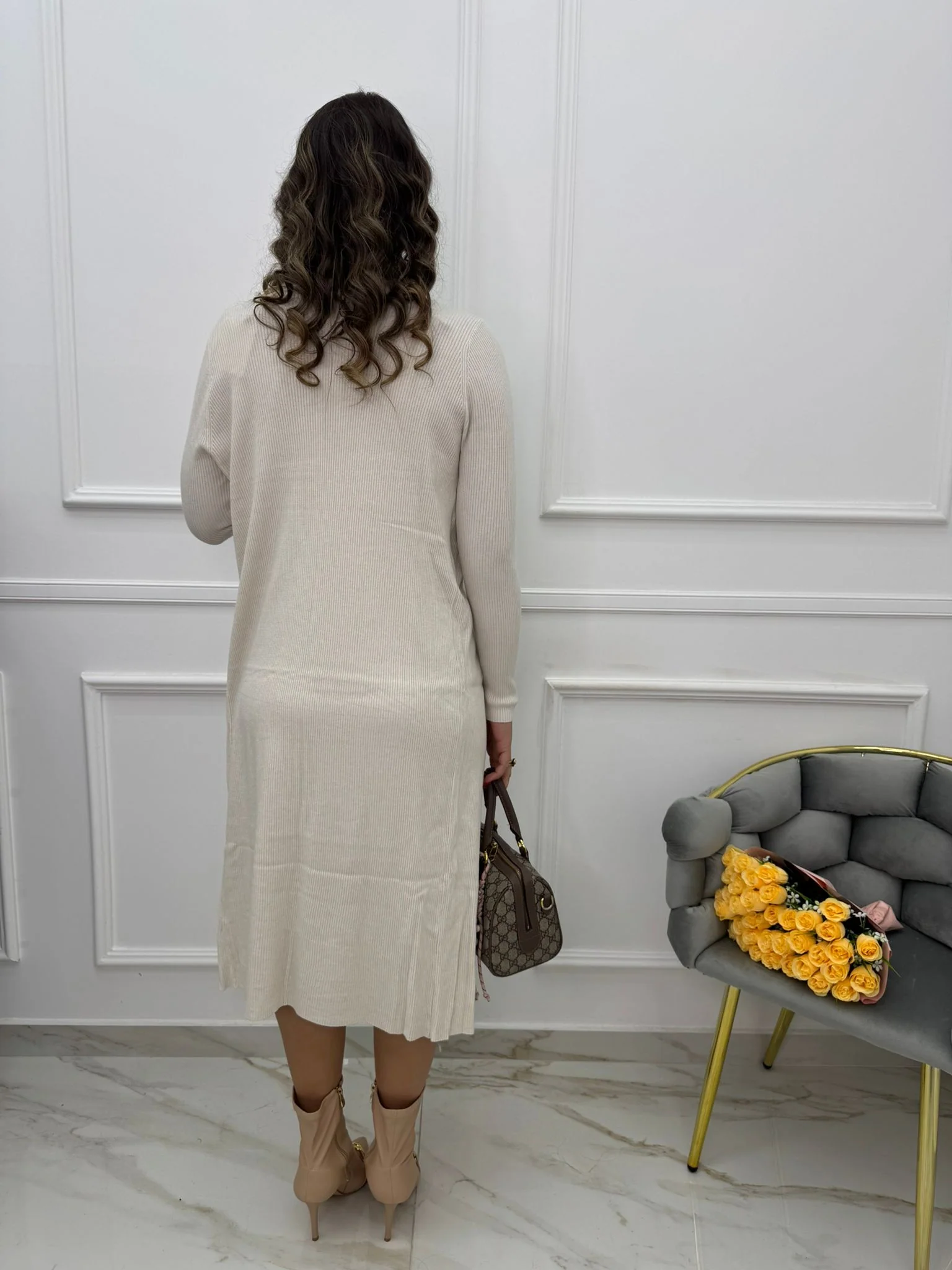 Coordinato 2 pezzi con vestito e cardigan lungo - immagine 9