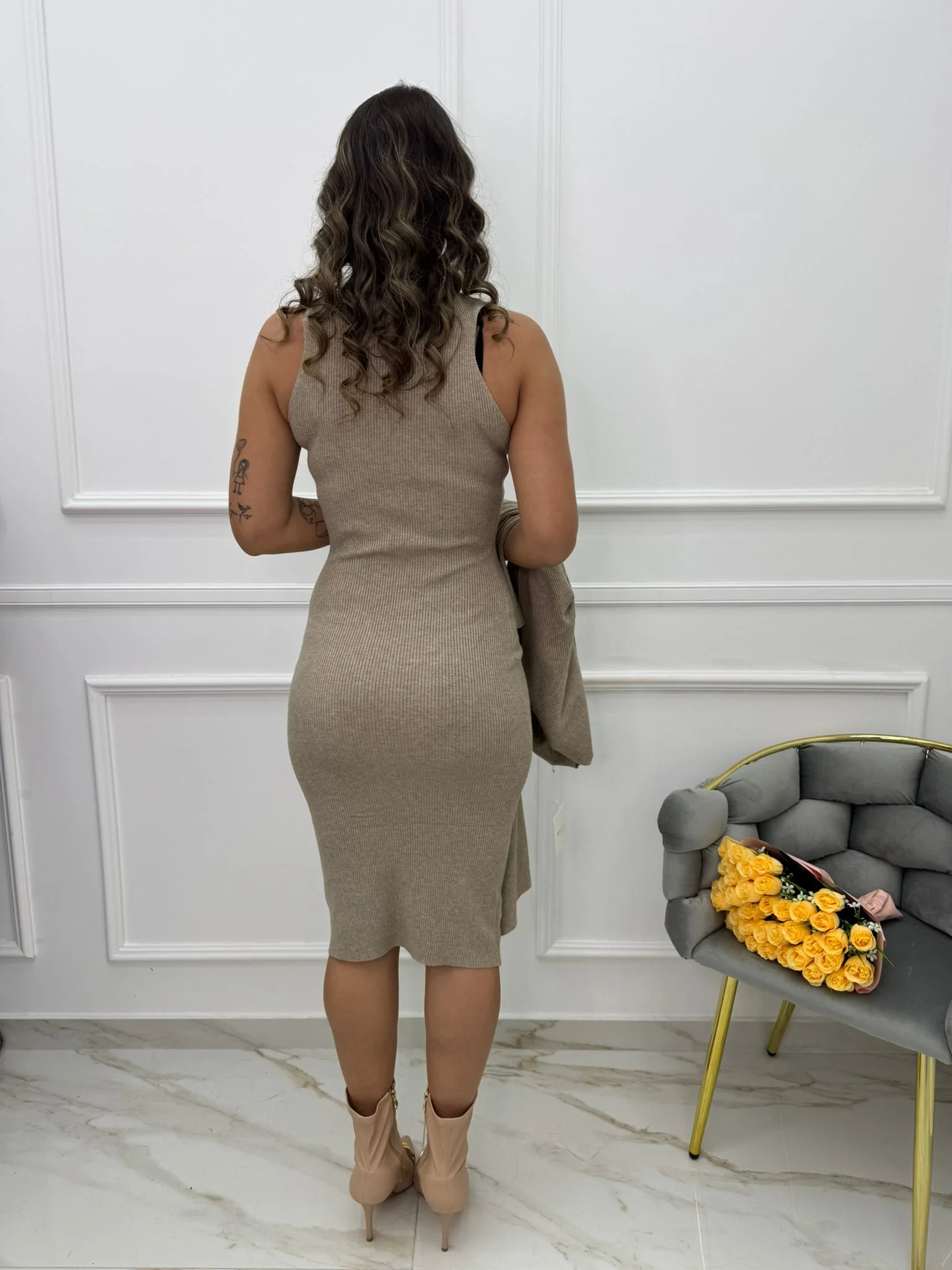 Coordinato 2 pezzi con vestito e cardigan lungo - immagine 3