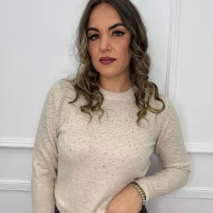 Maglione tinta unita con swarovski