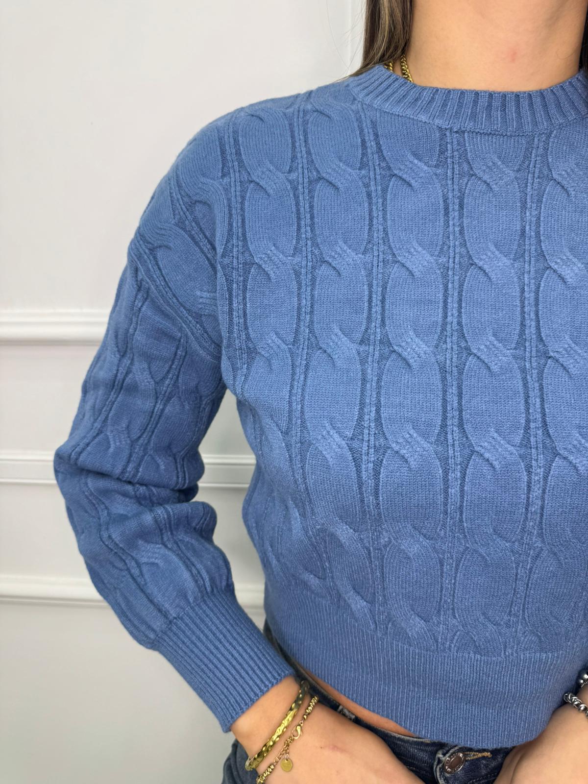 Maglione giro collo trama treccia - immagine 3