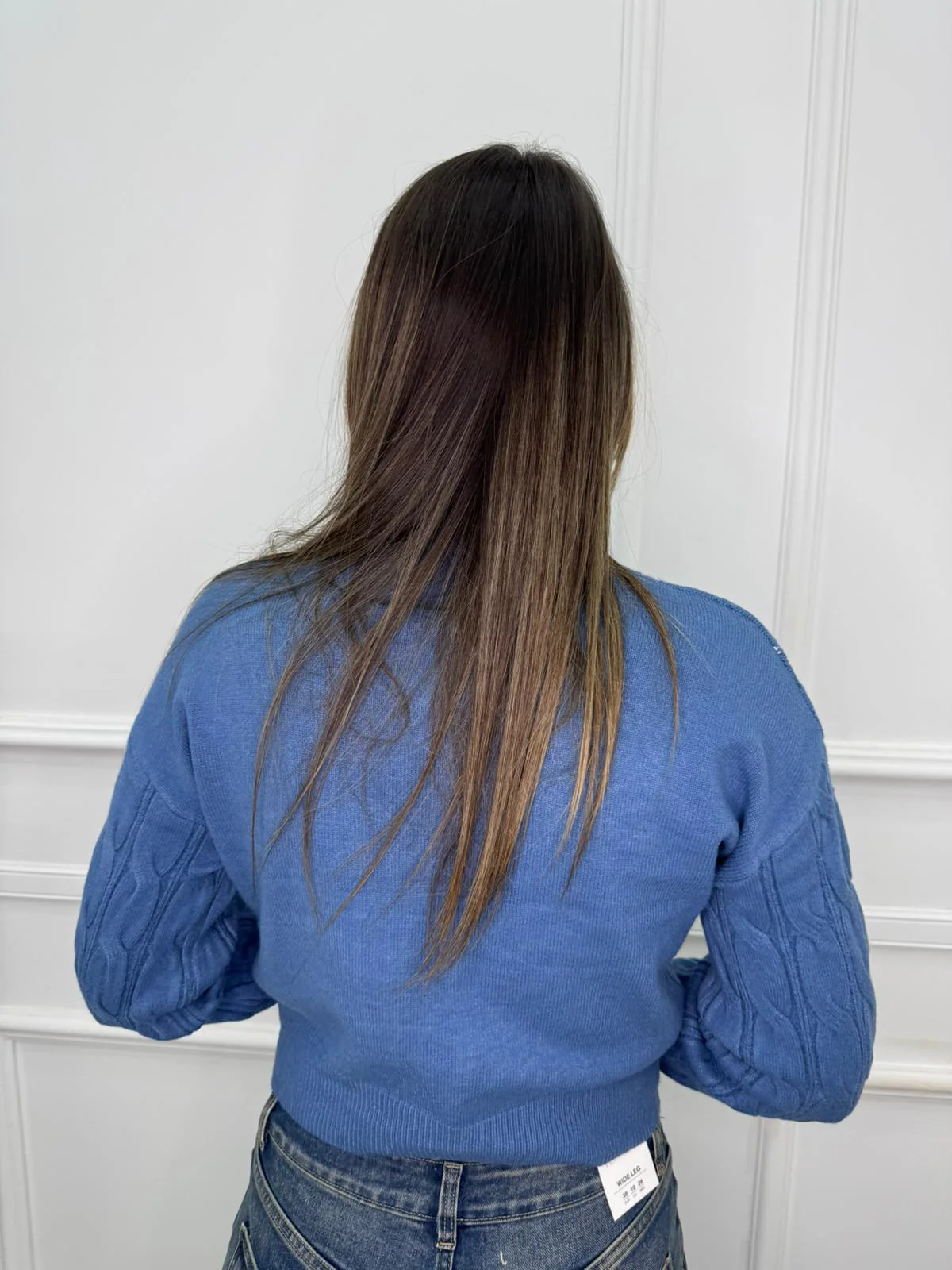 Maglione giro collo trama treccia - immagine 4