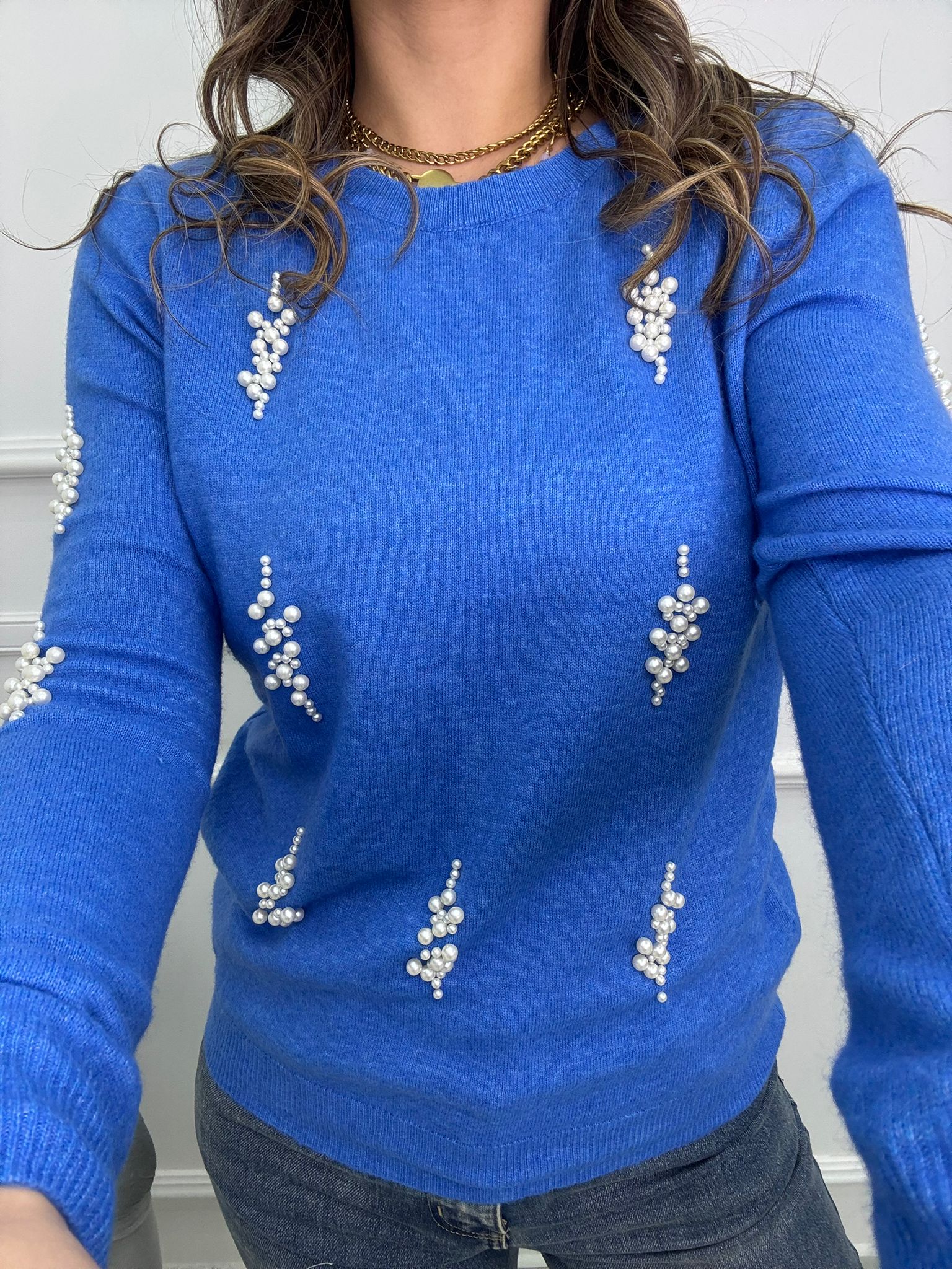 Maglioncino giro collo con perline - immagine 8