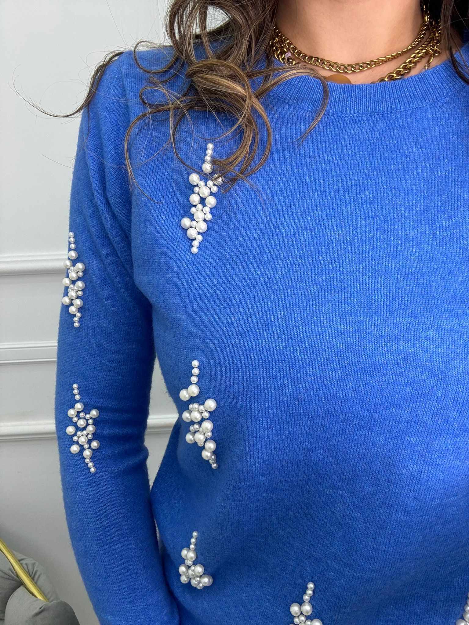 Maglioncino giro collo con perline - immagine 9