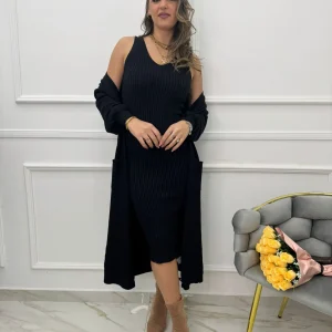 Coordinato 2 pezzi con vestito e cardigan lungo