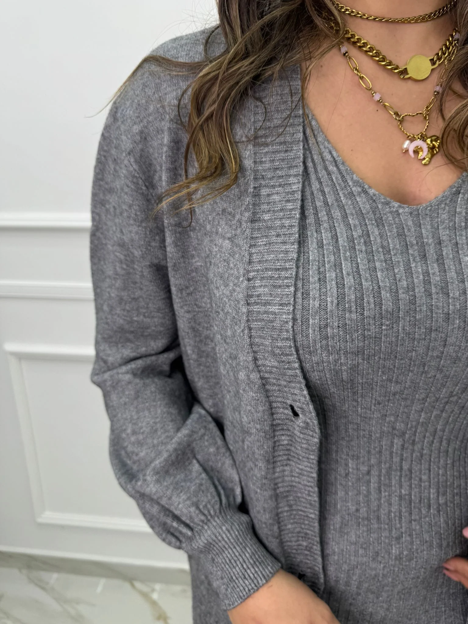 Coordinato 2 pezzi con vestito e cardigan lungo - immagine 9