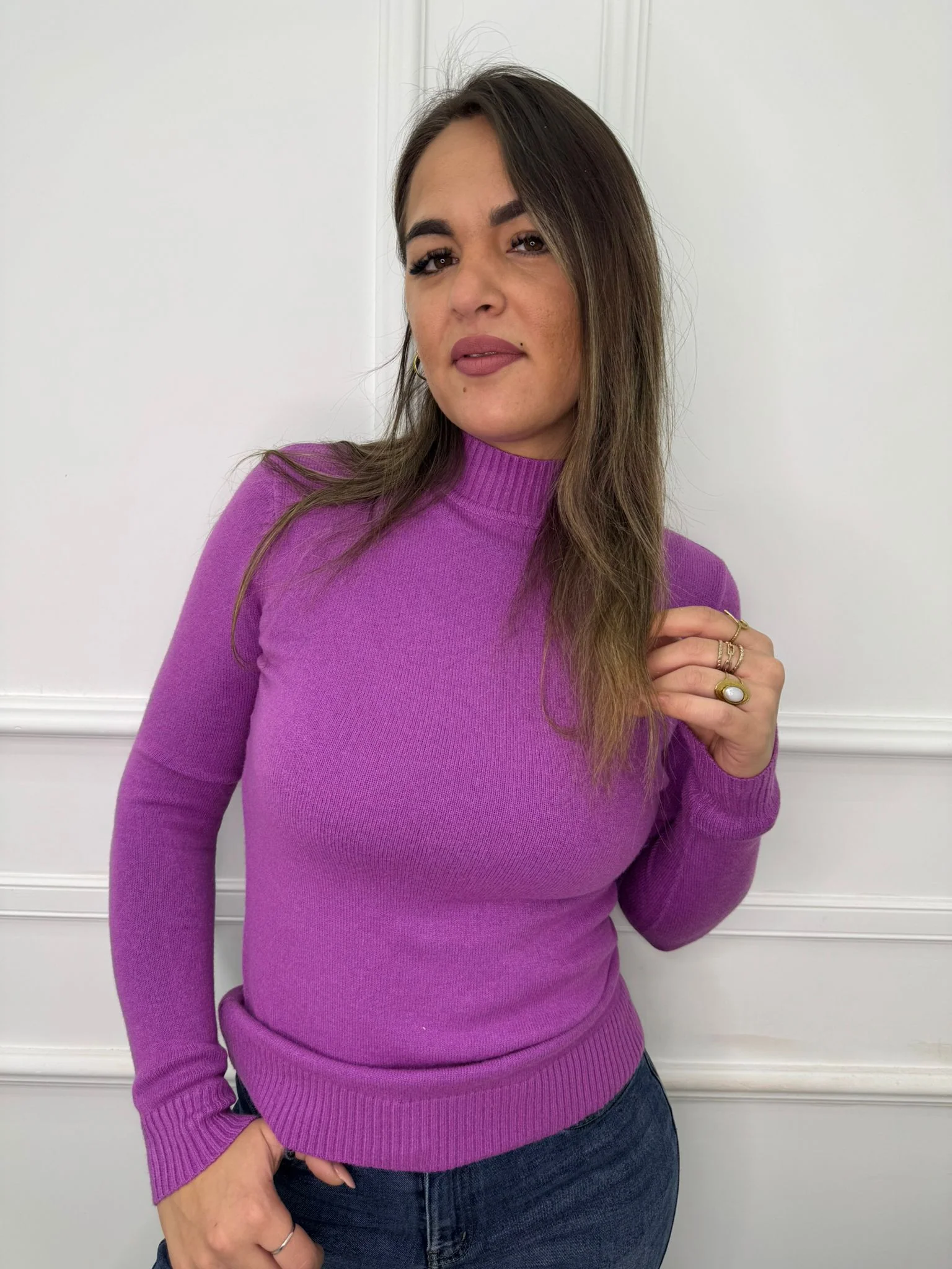 Maglione in lana soft mezzo collo - immagine 2