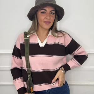 Maglione modello polo fantasia righe