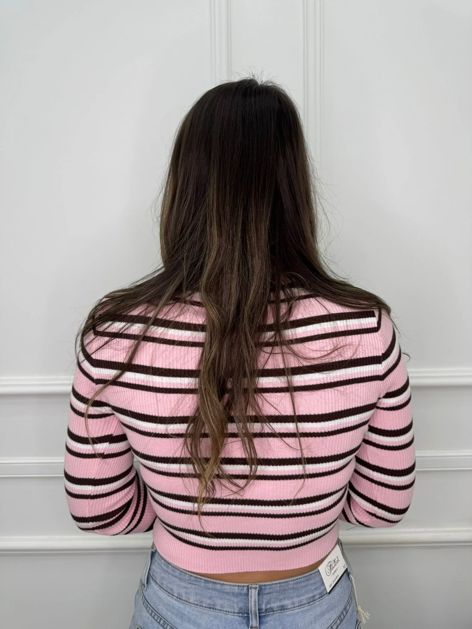 Polo in filo crop fantasia righe - immagine 7