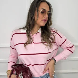 Polo in filo modello over a righe