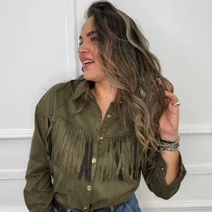 Camicia in camoscio con frange