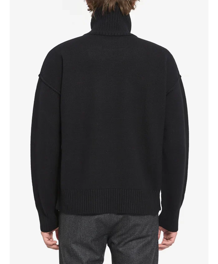 Maglione AMI Paris lana collo alto logo de coeur nero - immagine 4