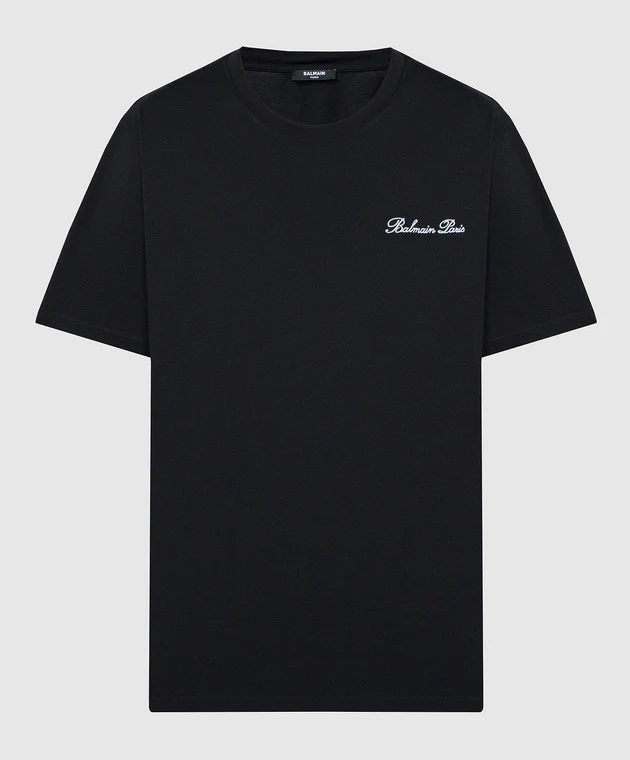 T-shirt BALMAIN large fit logo ricamato nera - immagine 5