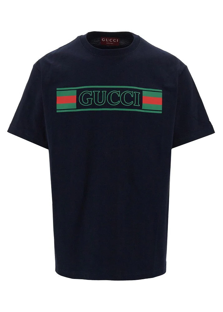 T-shirt GUCCI logo banner web nera - immagine 2
