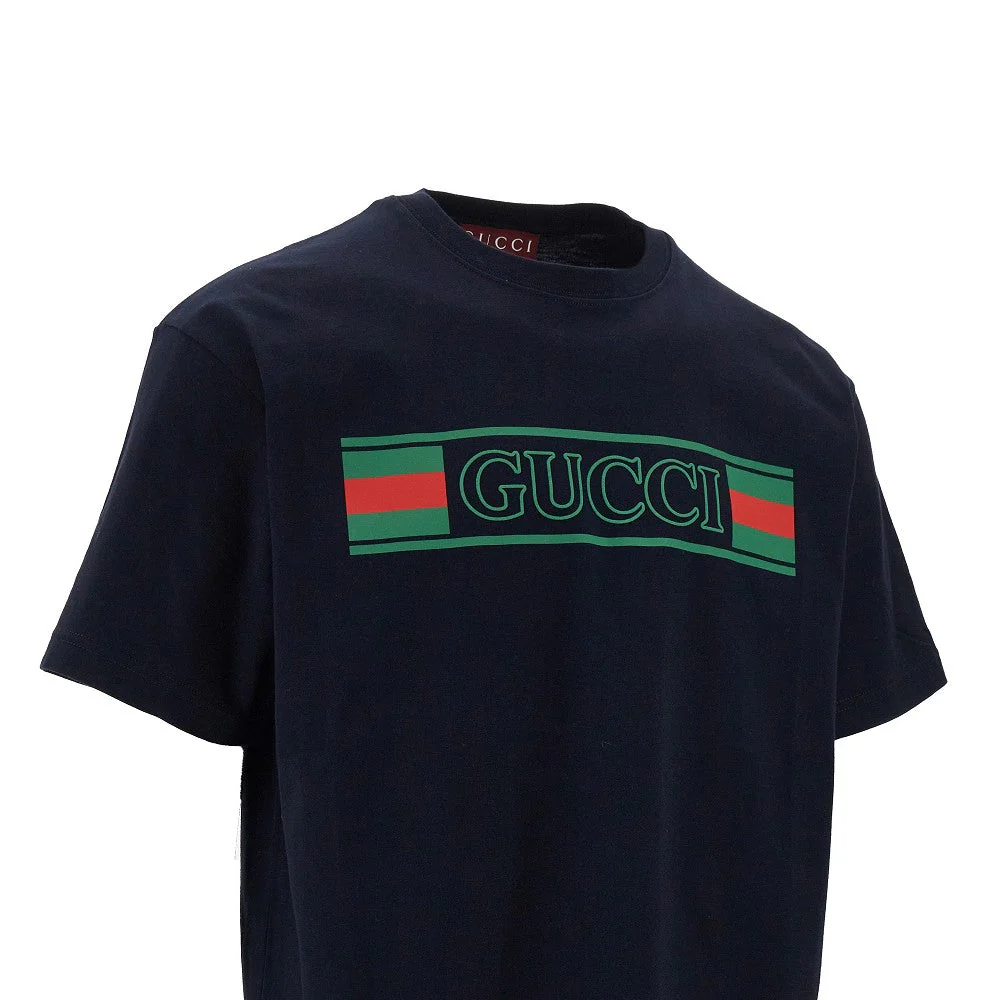 T-shirt GUCCI logo banner web nera - immagine 3