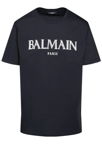 T-shirt BALMAIN large fit logo gommato nera - immagine 2