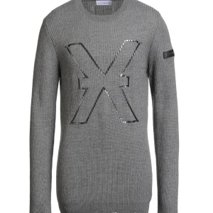 Maglione RICHMOND X sweater a costine stampa logo grigio melange