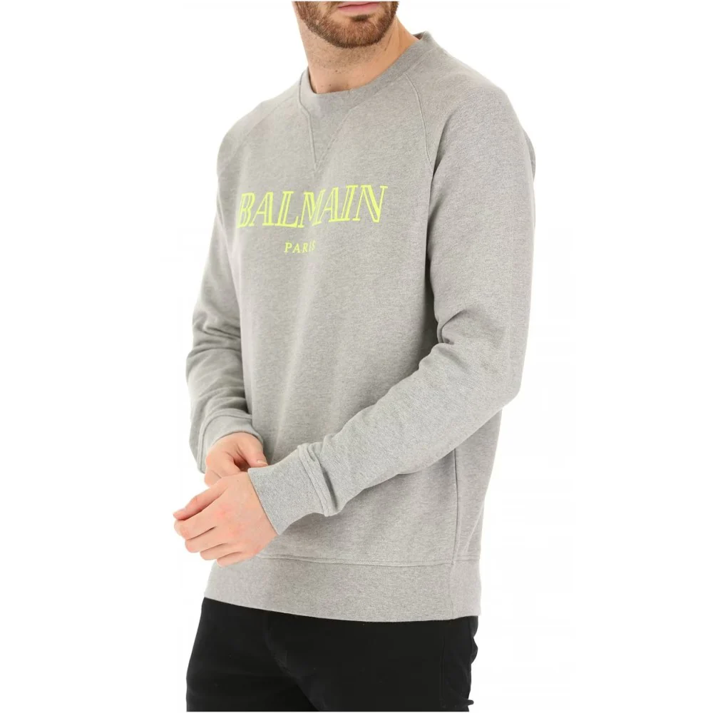 Felpa BALMAIN stampa logo grigio - immagine 3