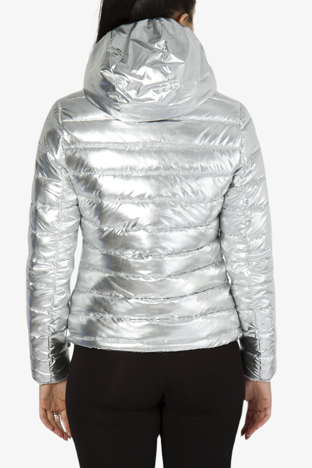Piumino donna PYREX zip con cappuccio argento - immagine 6