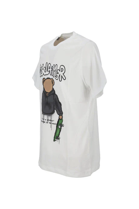 T-shirt DISCLAIMER stampa bear bianca - immagine 3