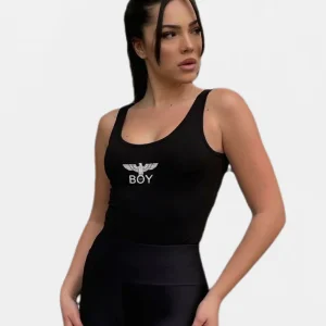 Body donna BOY LONDON bielastico in cotone bianco/nero/fuxia