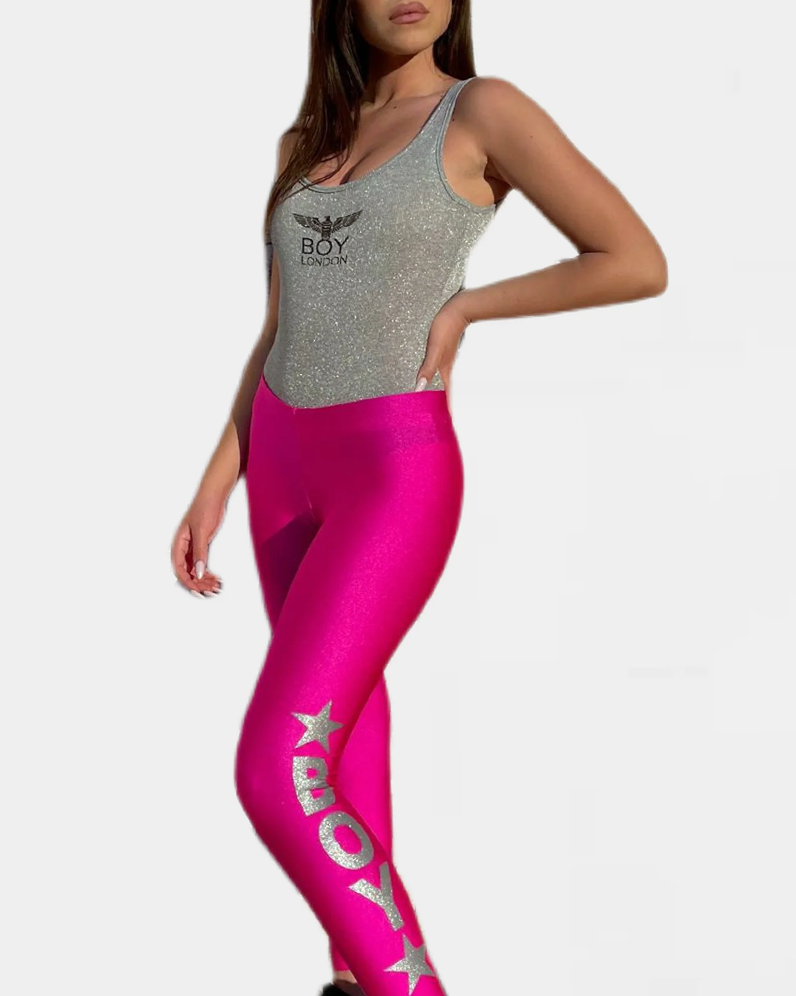 Body donna in lurex BOY LONDON bielastico glitter argento - immagine 3