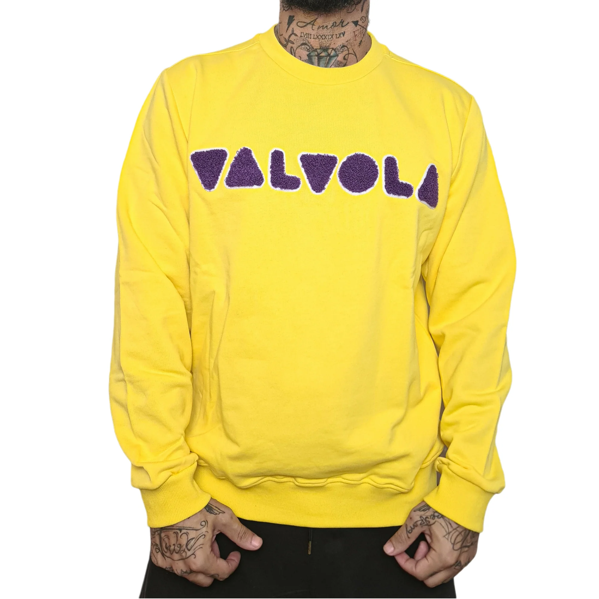 Felpa VALVOLA scritta con ricamo giallo/viola - immagine 2