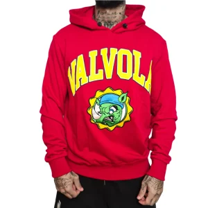 Felpa VALVOLA con cappuccio patch ricamato rosso/giallo