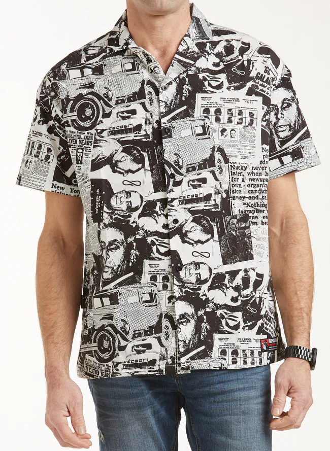 Camicia PROPAGANDA stampa all over Mugshot bianco/nero - immagine 6