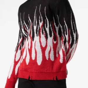 Maglione VISION OF SUPER nero con fiamma rosse bianche