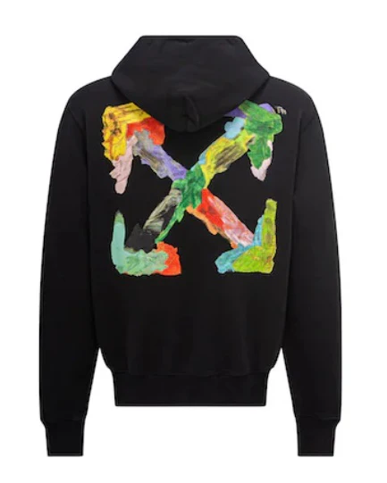 Felpa OFF-WHITE con cappuccio Arrow brush nero