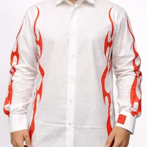 Camicia VISION OF SUPER bianca fiamme tribali rosse
