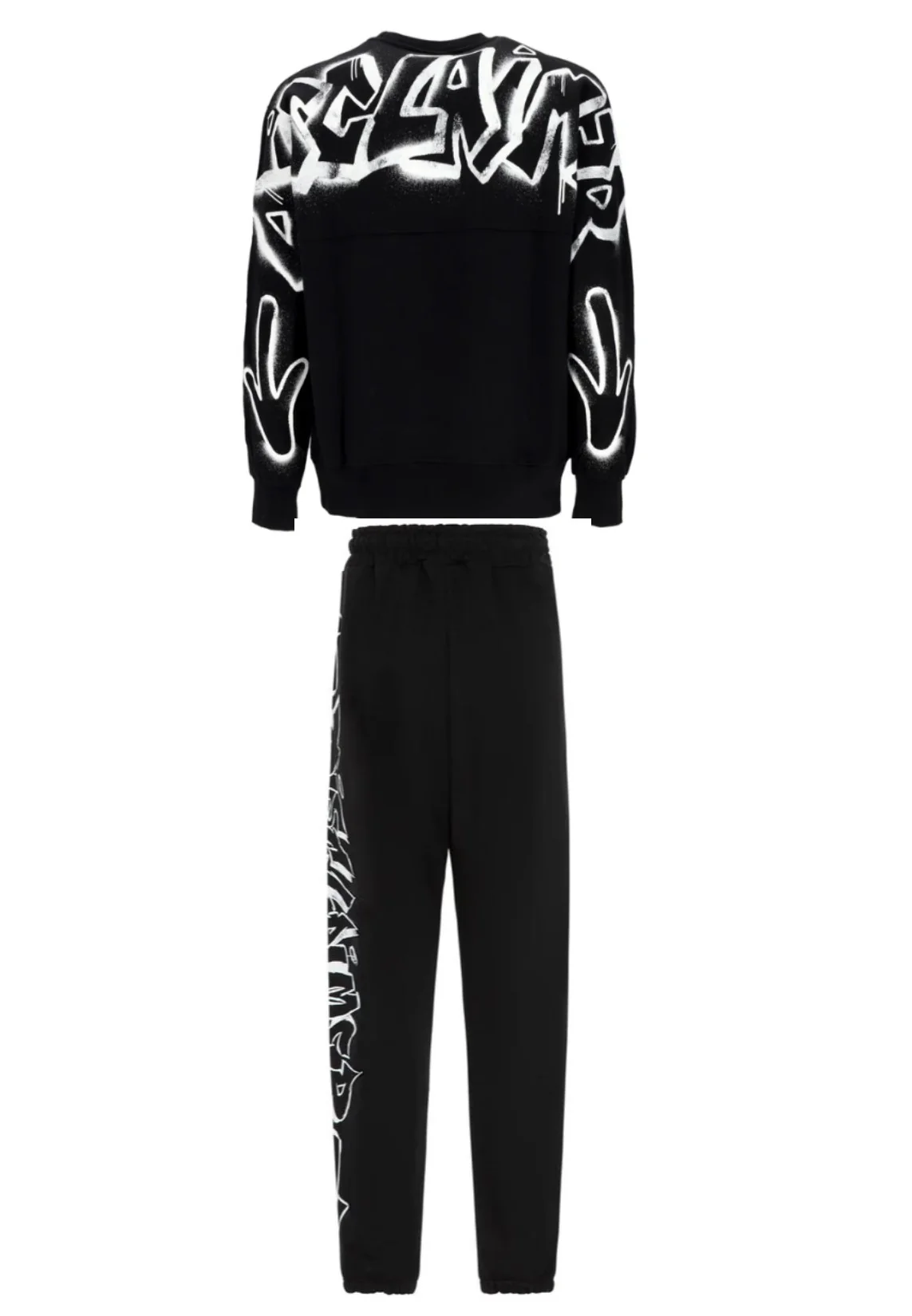 Completo tuta DISCLAIMER felpa + pantalone stampa logo nero - immagine 2