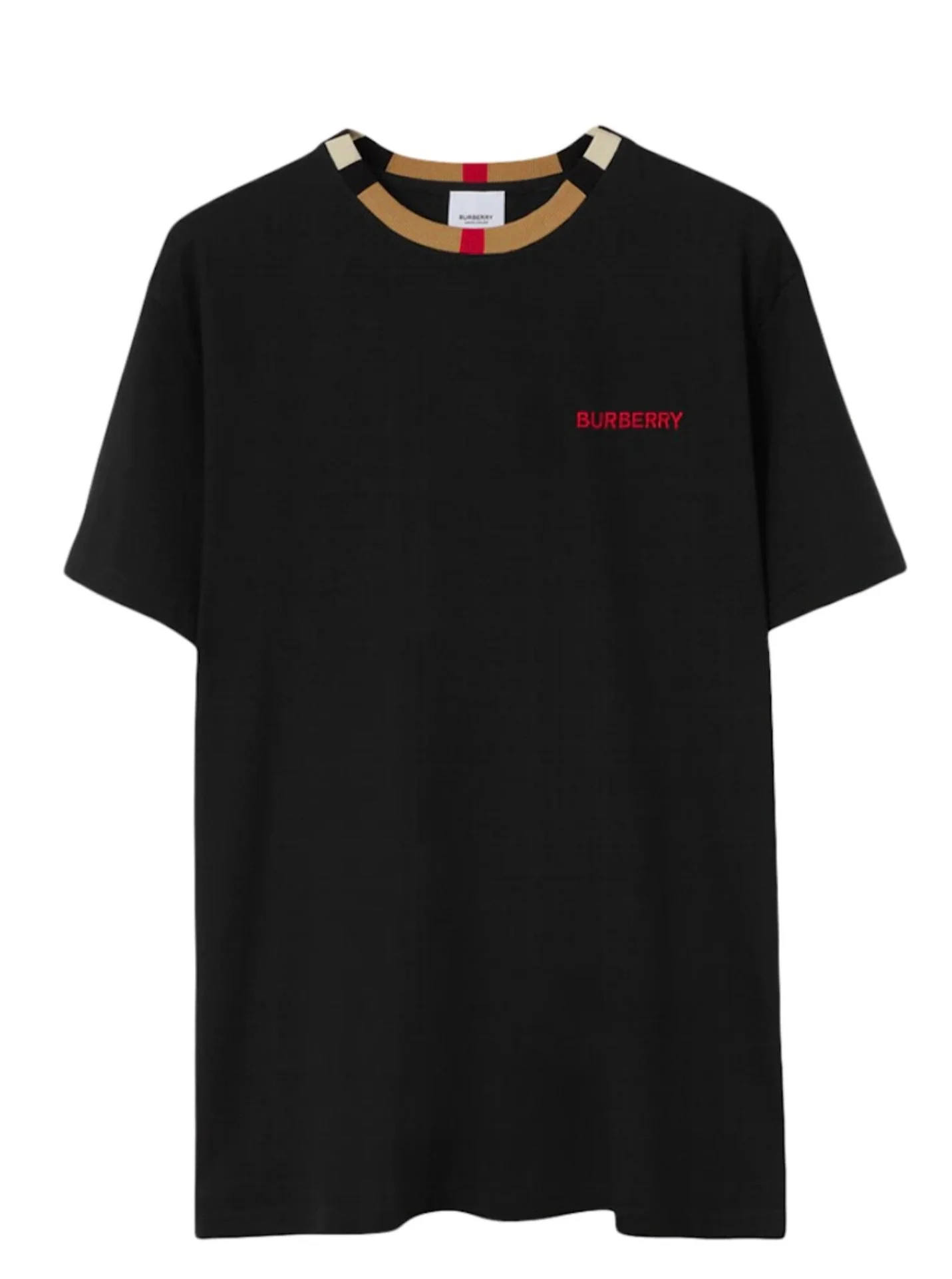 T-shirt BURBERRY logo colletto Check nera - immagine 2