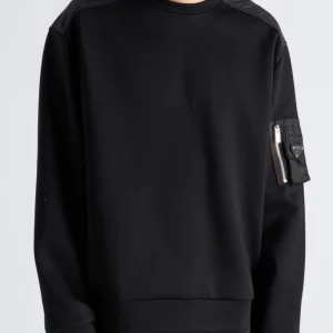 Felpa PRADA taschino Re-nylon zip con placca logo nera