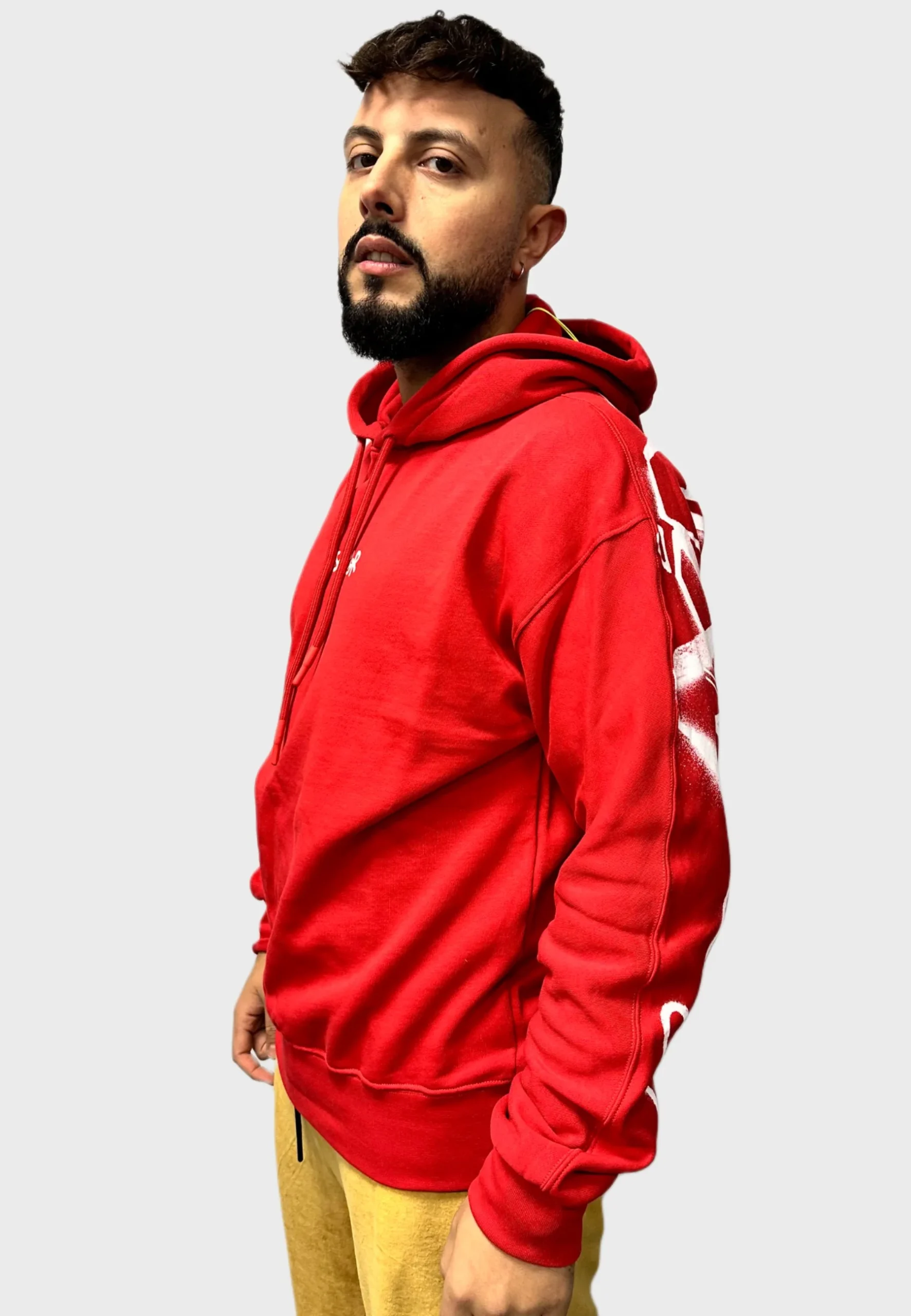 Felpa DISCLAIMER cappuccio stampa logo sul retro rossa - immagine 3