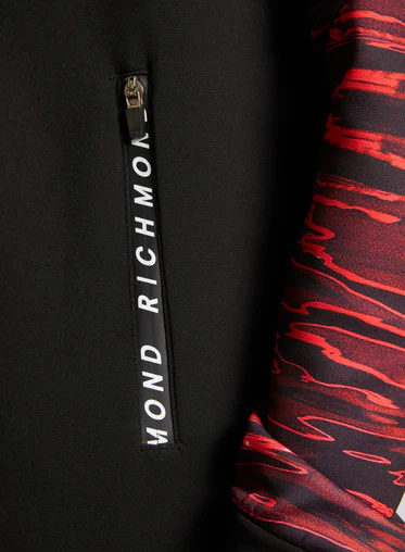 Felpa in viscosa RICHMOND chiusura zip con cappuccio nero - immagine 5