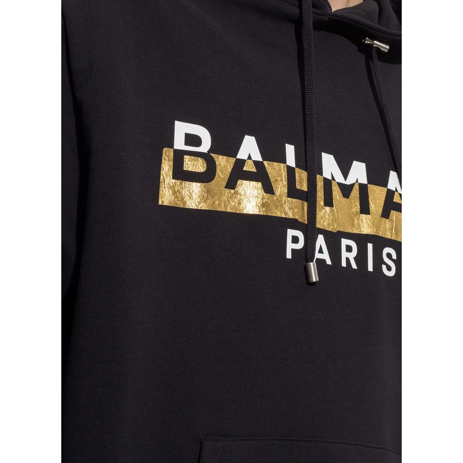 Felpa BALMAIN cappuccio logo foil nera - immagine 6