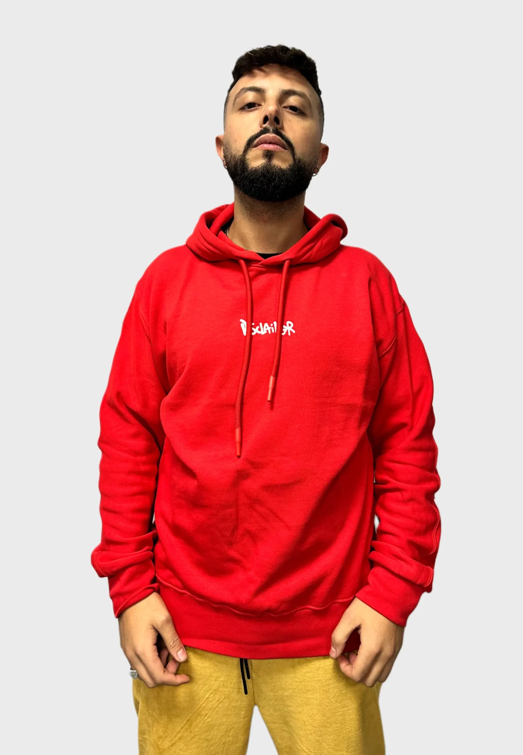 Felpa DISCLAIMER cappuccio stampa logo sul retro rossa - immagine 4