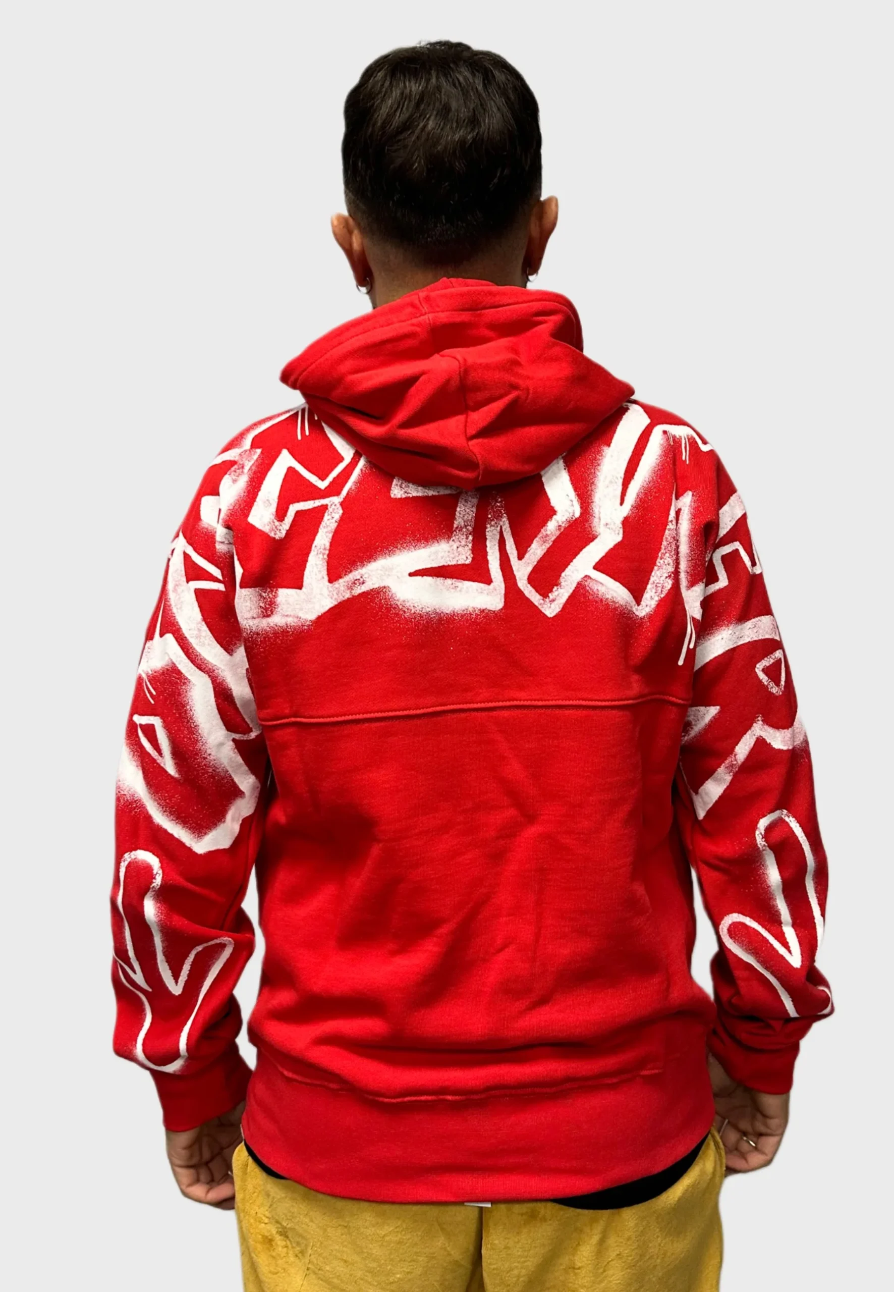 Felpa DISCLAIMER cappuccio stampa logo sul retro rossa - immagine 2