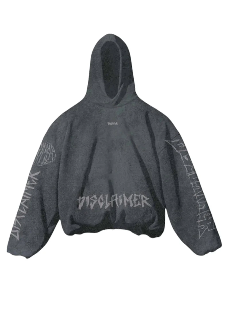 Felpa DISCLAIMER con cappuccio boxy fit antracite - immagine 3