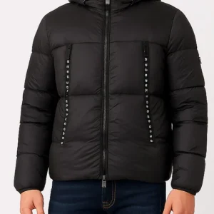 Piumino RICHMOND X con cappuccio inserti logo nero
